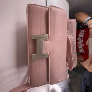 Pink Croc-Embossed Women Bag
